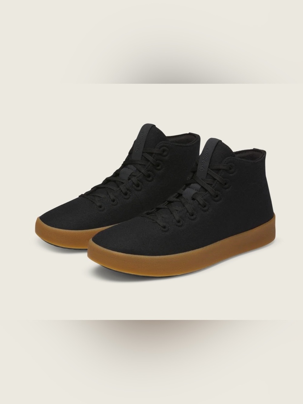 Brand New Never Worn Allbirds Black High-Top Sneakers with Gum Sole